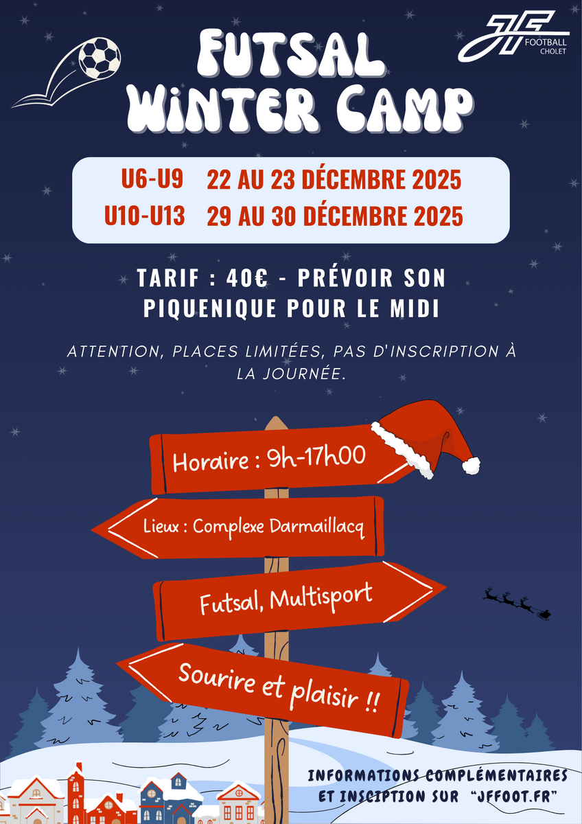 Noël 2025 - Stage Foot JF - Inscription et Renseignements pour les U6 à U9